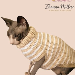 Sphynx cat sweater pattern, Crocheted sweater for cat pattern, Crochet dog sweater pattern, sphynx cat clothes, cat sweater crochet pattern. image 19