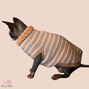 Sphynx cat sweater pattern, Crocheted sweater for cat pattern, Crochet dog sweater pattern, sphynx cat clothes, cat sweater crochet pattern. image 5