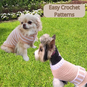 Dog sweater crochet pattern, cute dog clothes, crochet sweaters for dogs, chihuahua dog clothes, easy crochet pattern, warm jacket for dog.
