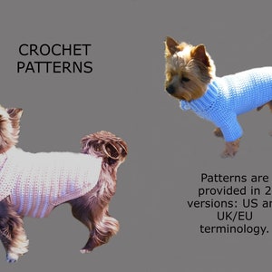 Crochet dog sweater pattern, Small and Medium dog sweaters crochet pattern, 2 crochet sweaters for dogs and cat, Sphynx cat sweater.