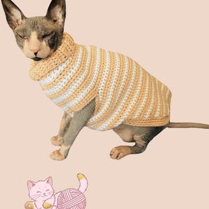 Sphynx cat sweater pattern, Crocheted sweater for cat pattern, Crochet dog sweater pattern, sphynx cat clothes, cat sweater crochet pattern. image 15