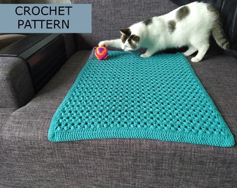 Couverture pour animal de compagnie, modèle de crochet facile pour les débutants, couverture turquoise, couvertures de chien pour le lit, modèle de crochet de couverture épaisse, couverture d'automne