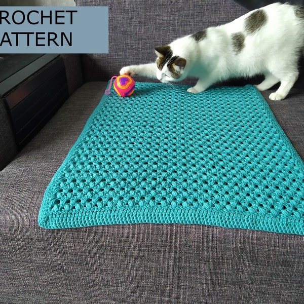 Blanket for pet, easy crochet pattern for beginners, turquoise blanket, dog blankets for bed, chunky blanket crochet pattern, autumn blanket