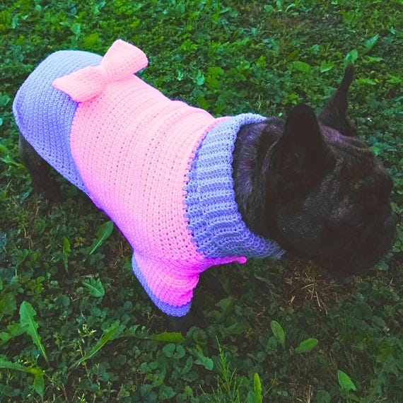 フレンチブルドッグの犬用服、かぎ針編みのパターン、大型犬用犬用