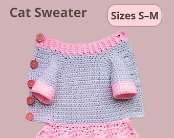 Katzenkleid Häkelanleitung PDF | Haustier Kleid Schnittmuster | Rüschen Katzen Outfit | Größen S-M