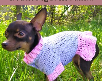 Hundekleid Häkelanleitung, Haustier-Pullover mit Rüschen, PDF (englisch)