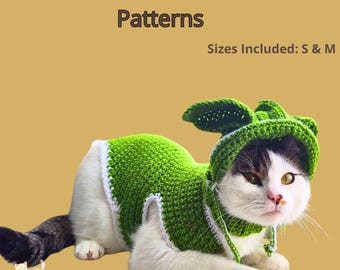 Katzen Pullover Häkelanleitung & Katzenmütze Häkelanleitung | Alien Katzenkostüm | Katzenpullover mit Knöpfen | PDF Häkelanleitung
