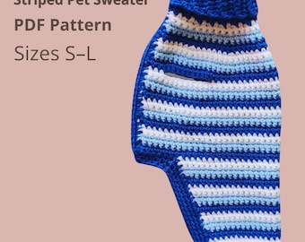 Haustier Pullover Häkelanleitung PDF | Haustier Kleidung häkeln Anleitung für Anfänger | Größen S–L
