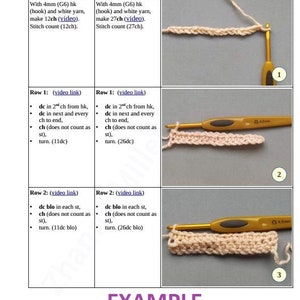 May include: Collar crochet pattern instructions in English with a close-up of the crochet stitches and a crochet hook. The pattern includes instructions for two sizes: S and M. The pattern is written in European/UK crochet terms. Pattern Nr 12.