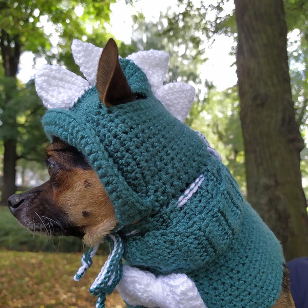 Dragon dog costume, crochet pattern, hat for dog, Big dog clothing, medium dog, dog winter coat, sweater puppy, crochet dog sweater pattern.