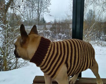 Dog sweater crochet pattern, French bulldog clothes, crochet pattern, crochet dog sweater pattern, large dog sweater, dog jackets for winter