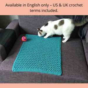 Easy Crochet Cat Blanket, Turquoise Pet Blanket (PDF Pattern