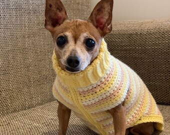 クリスマス犬用セーターかぎ針編みパターン：ストライプのお祝い