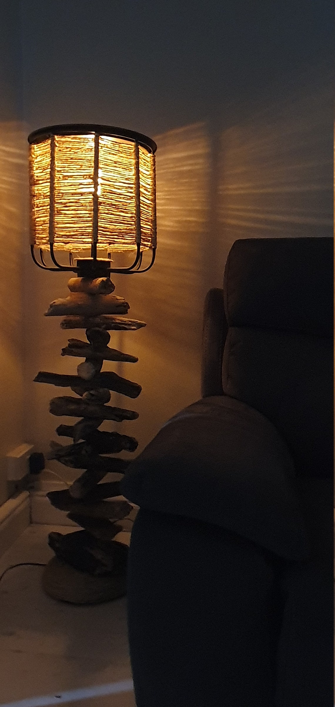 Driftwood floor lamp driftwood & rope and metal Etsy