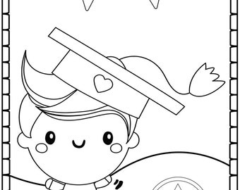 graduation kindergarten coloring pages printable coloring etsy