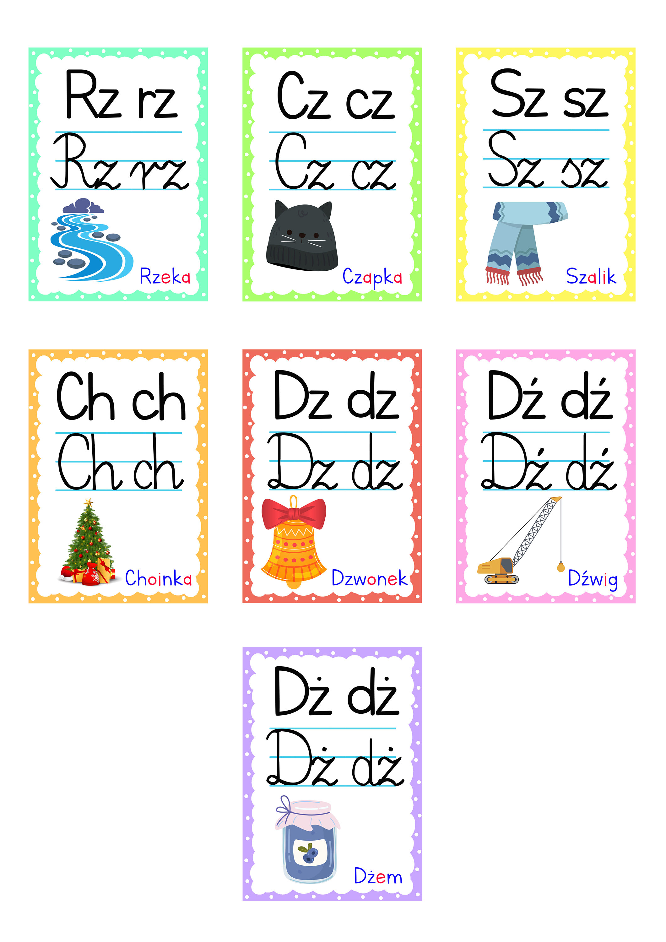 Polish Alphabet Flash Cards Polski Alfabet Printable PDF Posters