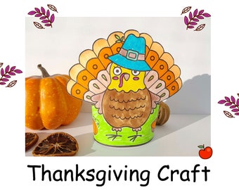 Thanksgiving Paper Craft | Turkey Paper Craft | Instant Download | Thanksgiving Activities for Kids | Printable