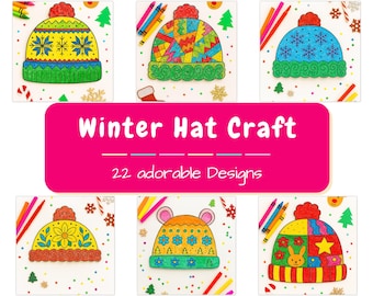 Winter Hat Paper Craft Printable | Kids Winter Activity | Instant Download
