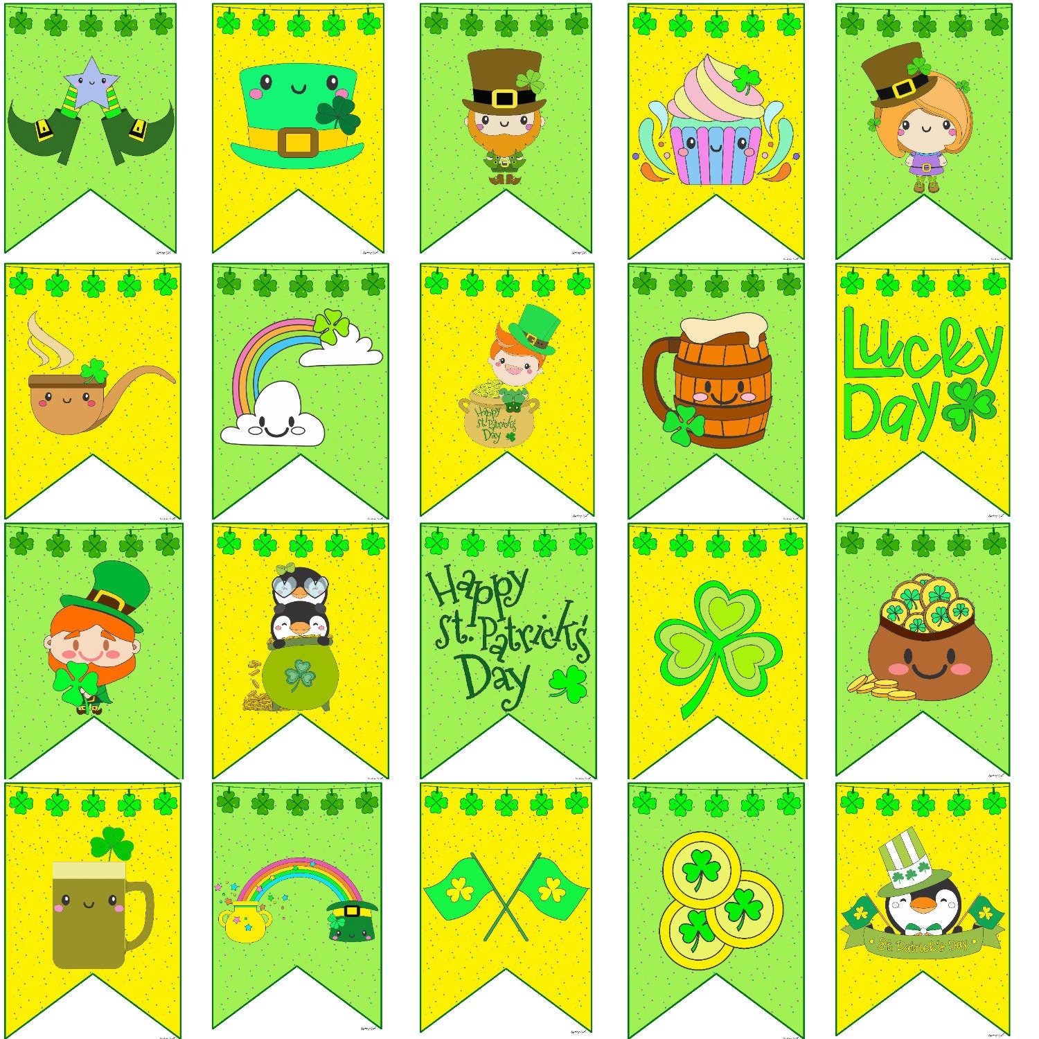 St. Patrick’s Day Decorations Printable Banner | Shamrock Printable