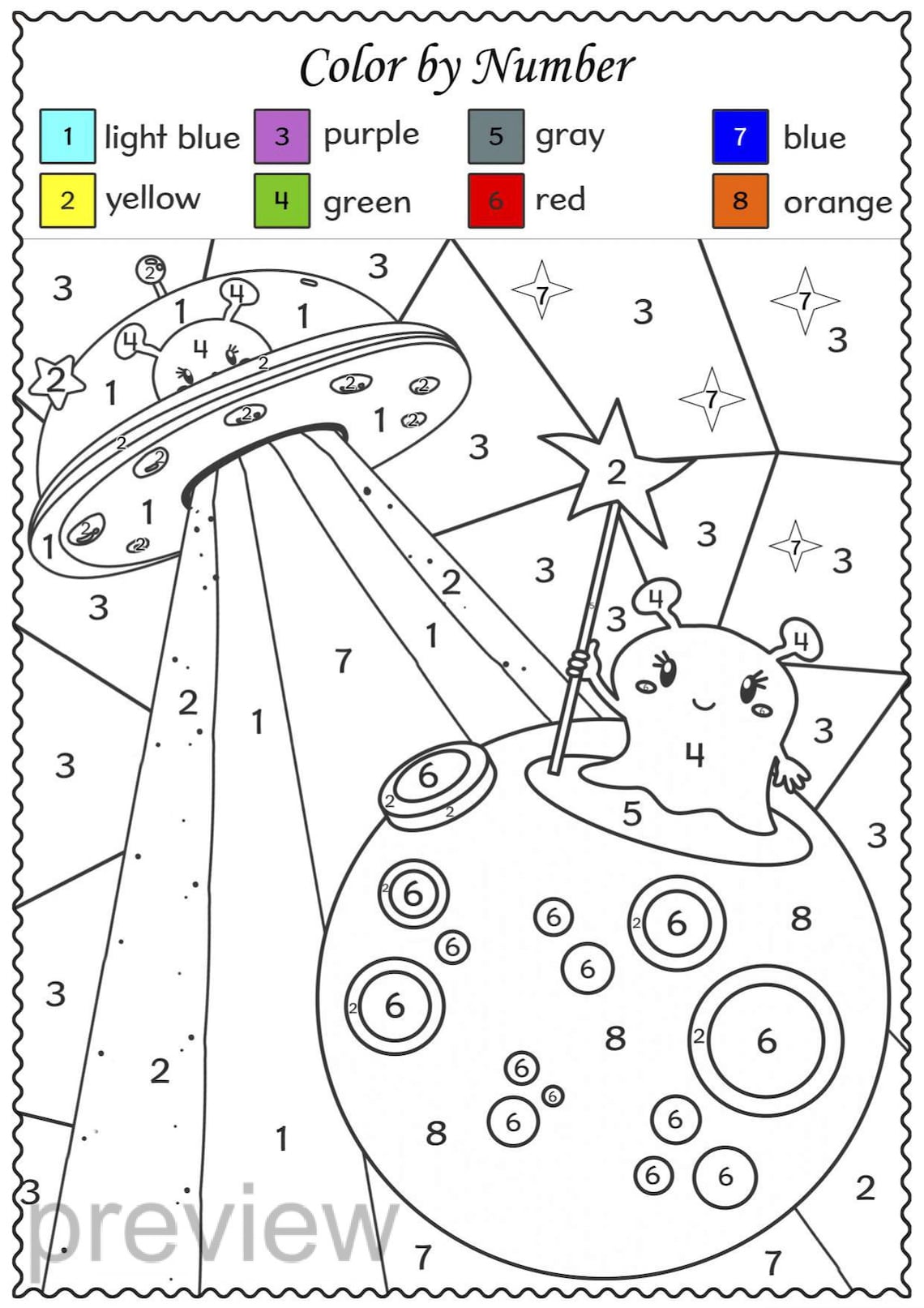 Space Printables for Kids Activities & Worksheets Color by Number Space ...
