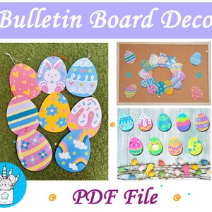 Easter Eggs Printable PDF File | Easter Classroom Decor | Easter Door Decoration | Bulletin Board | Easter Eggs hunt | Digital Easter Party