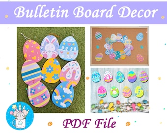 Easter Eggs Printable PDF File | Easter Classroom Decor | Easter Door Decoration | Bulletin Board | Easter Eggs hunt | Digital Easter Party
