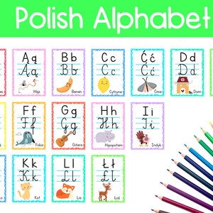 Cartões flash do alfabeto polonês | Alfabeto Polaco | Pôsteres em PDF para impressão | Idioma POLONÊS | Aprenda polonês | Download digital de Karty Pracy Dzieci