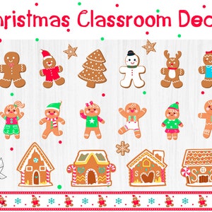 Christmas Classroom Decor | Bulletin Board Printable Decoration | Christmas Door Decor | Gingerbread Classroom Decor | Christmas Party Ideas