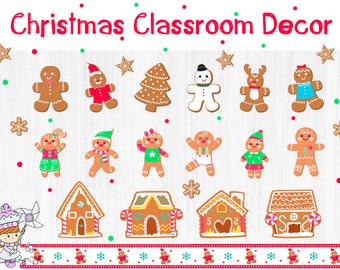Christmas Classroom Decor | Bulletin Board Printable Decoration | Christmas Door Decor | Gingerbread Classroom Decor | Christmas Party Ideas