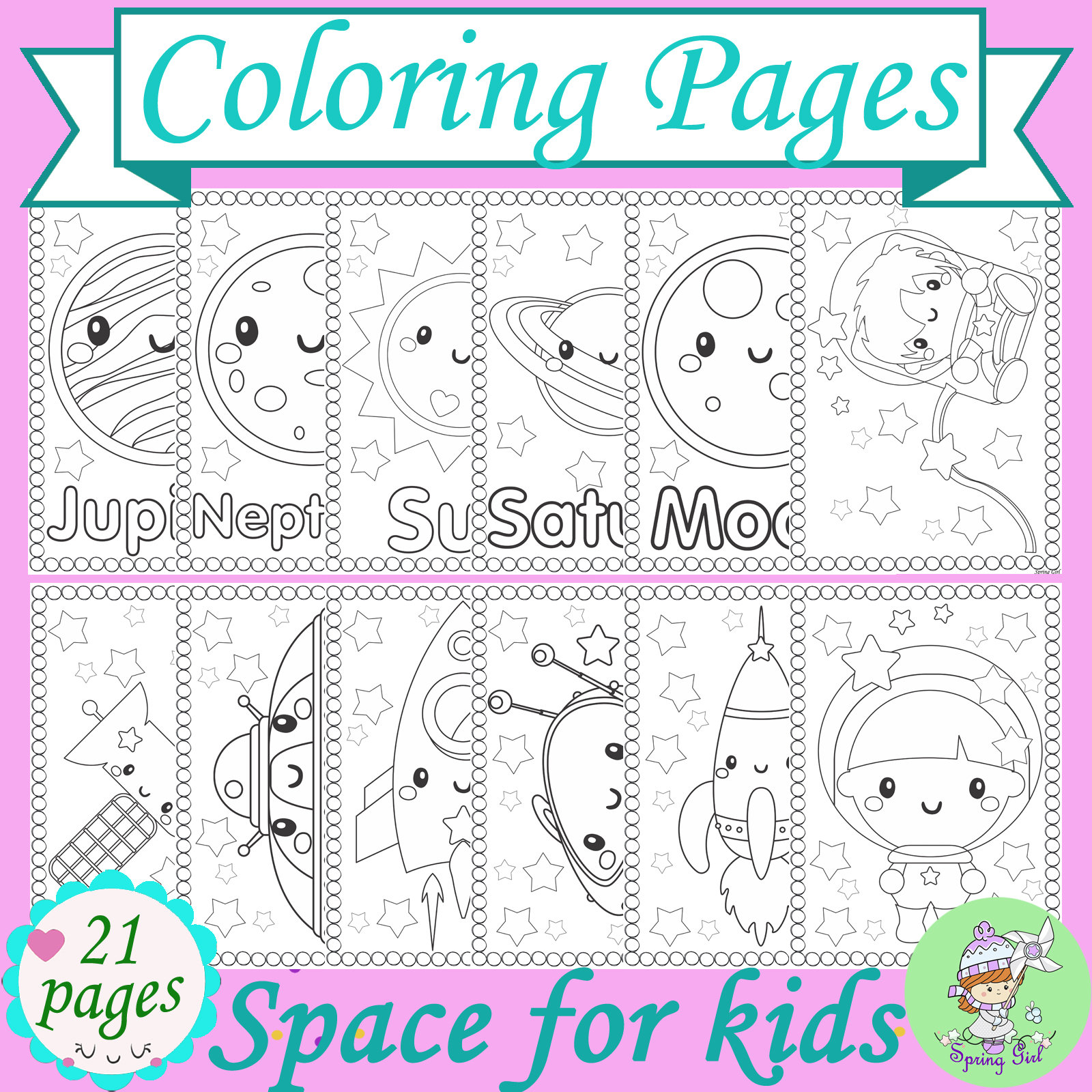 Space Planets Coloring Pages Printable for Kids   Astronomy Outer Space  Solar System Coloring Book   Space Activity Sheets INSTANT DOWNLOAD