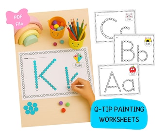 Q-Tip Alphabet Dot Painting Worksheets | Alphabet Activities | Printable Fine Motor Activity for Kids