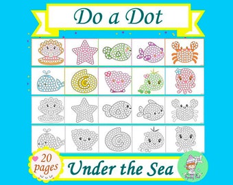 Do a Dot Under the Sea Worksheets | Dot Marker Printables Mats for Toddlers and Preschoolers | Kids Activity | Kindergarten Play Dough Mats