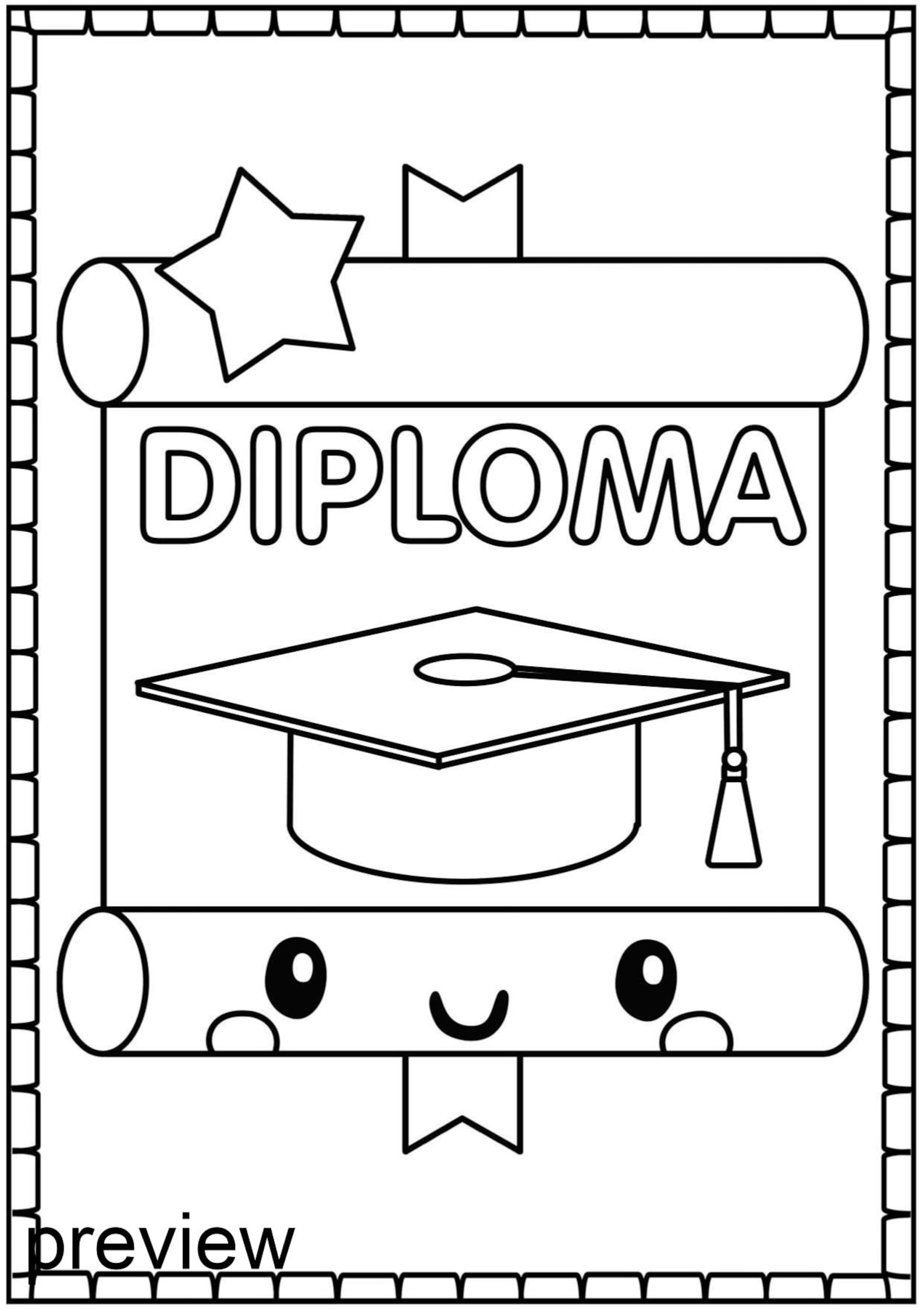 graduation kindergarten coloring pages printable coloring etsy