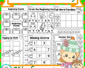 Fall Activities NO PREP Pages/Literacy and Math Activities for Kindergarten