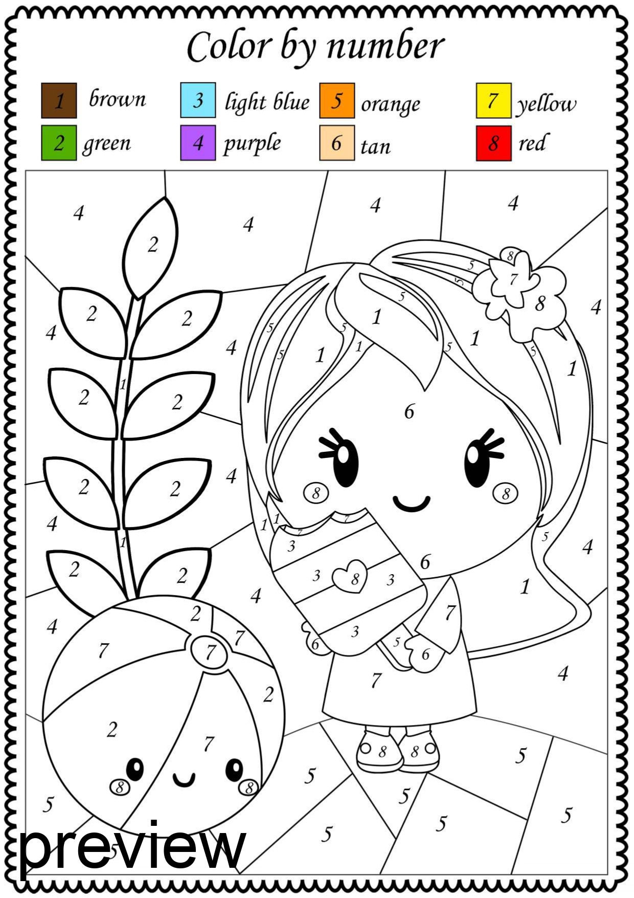colornumber summer, printable math colorcode worksheets