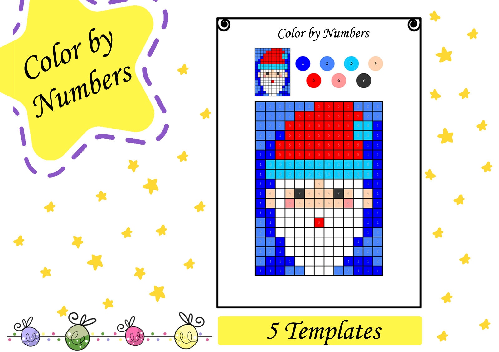 Christmas Mystery Pictures Printable | Color by Number Sheets | Math Winter Activities Kids | Home Education |Instant Download | Coloring