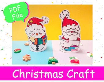 Christmas Paper Crafts | Printable 3D Santa Craft | Snowman Paper Craft | Christmas Activities | Coloring Pages | Digital Instant Download
