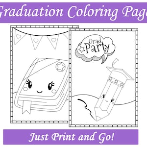 Graduation Kindergarten Coloring Pages | Printable Coloring Book & Sheets | End of the year Activities | Graduation Favor Party for Kids