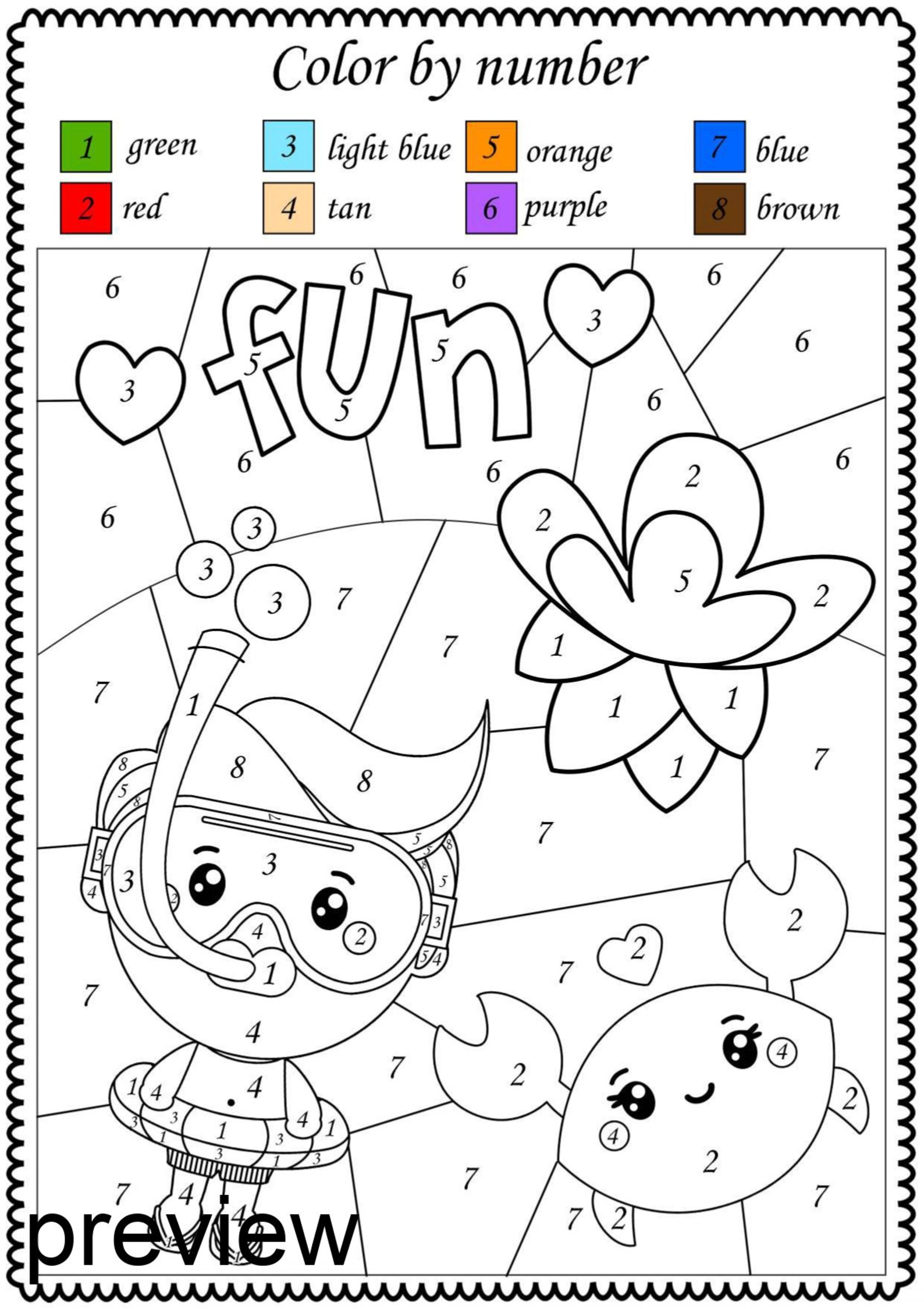 Color By Number Printable Summer Printable Word Searches