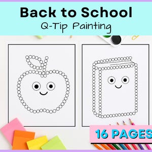 Q-Tip Painting Worksheets | Back to School Dot Art for Preschool & Kindergarten | Fine Motor Printable Activity | First Week of School Craft