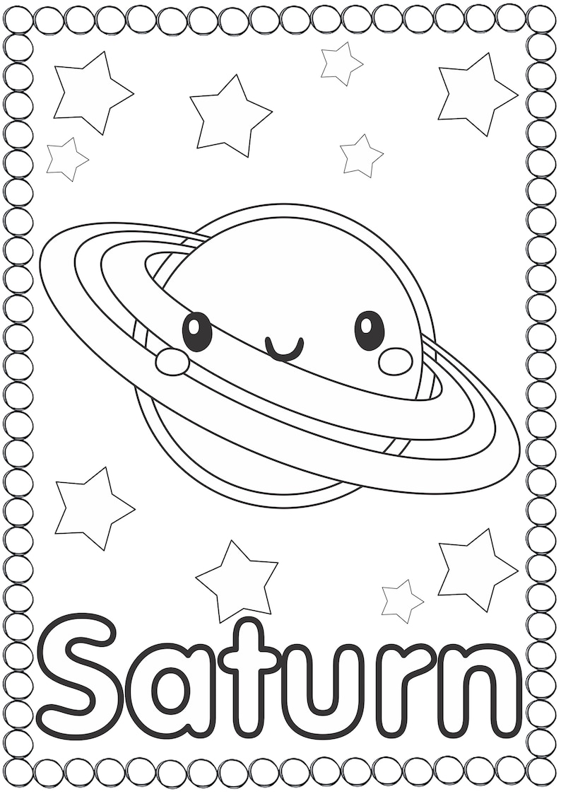 Children s Planet Coloring Pages Astronomy For Kids Etsy