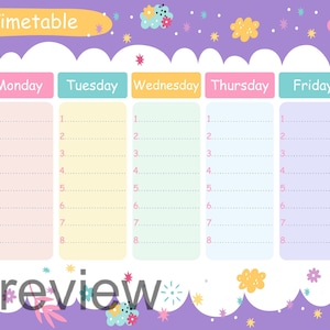 School Timetable for Kids | Printable Weekly Class Schedule | School ...