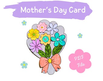 Printable Mother's Day Card Craft | Mother's Day Activities for Kids | Grandmother’s Day DIY | Paper Flower Card Template | Instant Download