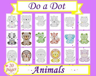 Do a Dot Mats Sheets Kids | Animals do-a-dot painting | Dot Marker Templates | bingo daubers Printable Activities | Kindergarten Busy Book
