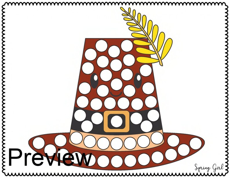 Thanksgiving Dot Marker Coloring Pages, Thanksgiving PDF, Thanksgiving