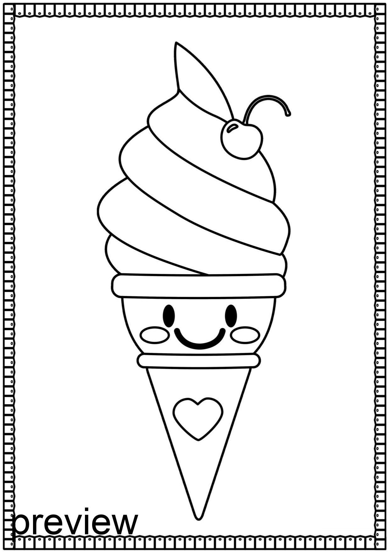 Coloring Pages for Kids Ice Cream Coloring Sheets Summer | Etsy