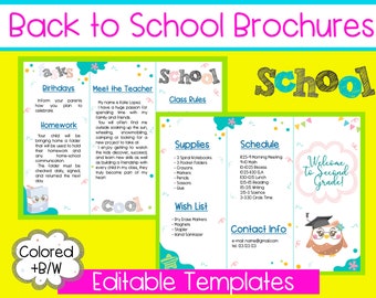 Back to School Trifold Brochure | Open House Template | Meet the Teacher | School Meeting Flyer | EDITABLE Newsletter| Instant Download