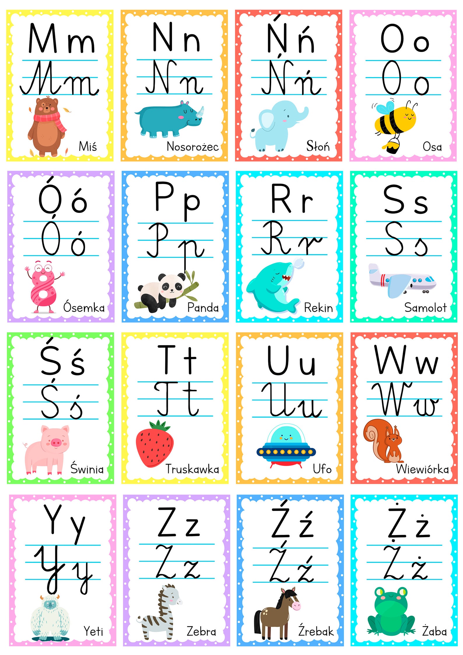 Polish Alphabet Flash Cards Polski Alfabet Printable PDF Posters