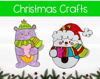 Christmas Printable Paper Craft Templates | Christmas Activities for Kids | DIY | One Page craft for Kids | Instant Download | PDF File