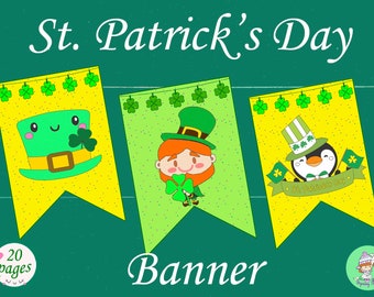 St. Patrick’s Day Decorations Printable Banner | Shamrock Printable Banner | Classroom Decoration | Irish Party | Printable Flags
